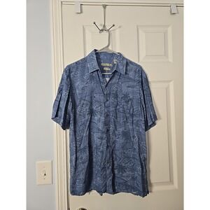 Men's Batek Bay Vintage Hawaiian Tropical Button Up Shirt 100% Rayon Medium Size